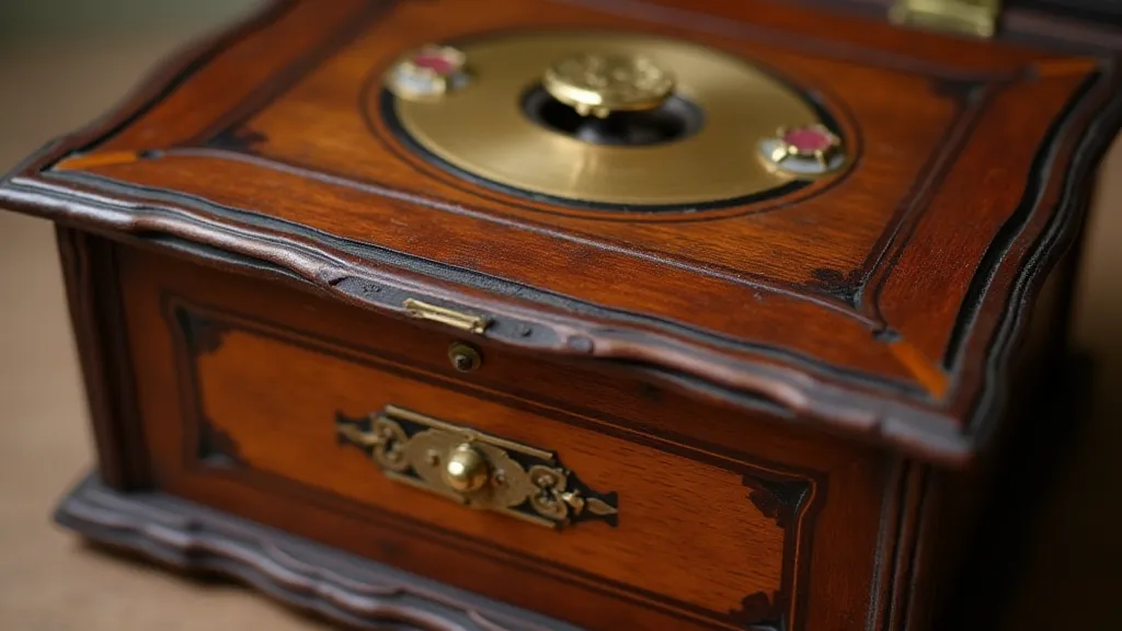 Detailed inlay work on a music box case