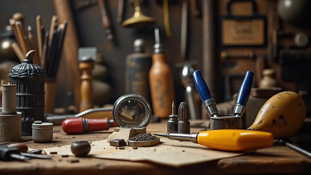 Repair workbench with tools