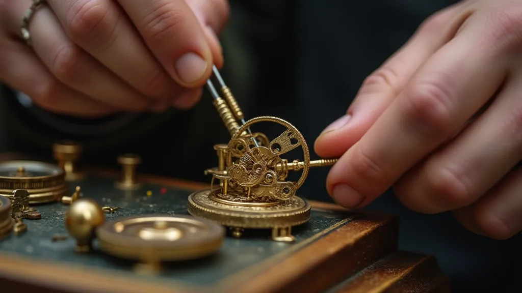 Music box repairer working