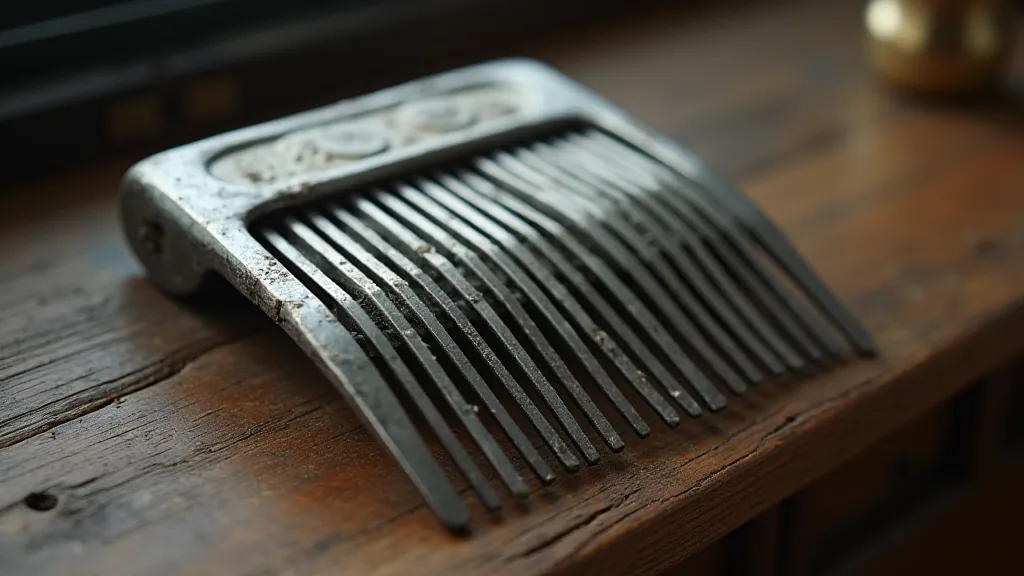Steel music box comb close-up
