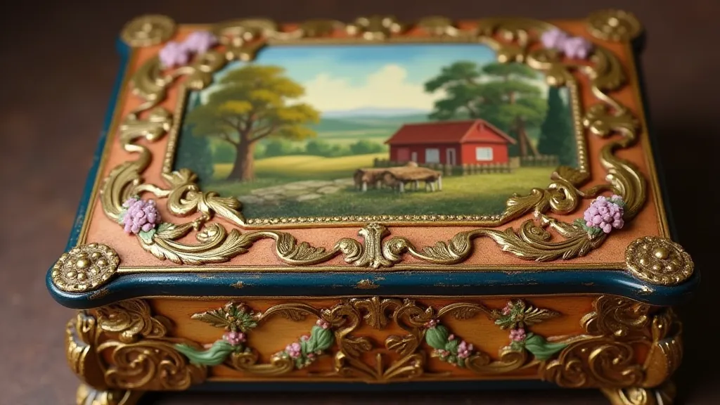 Welch music box with painted scene